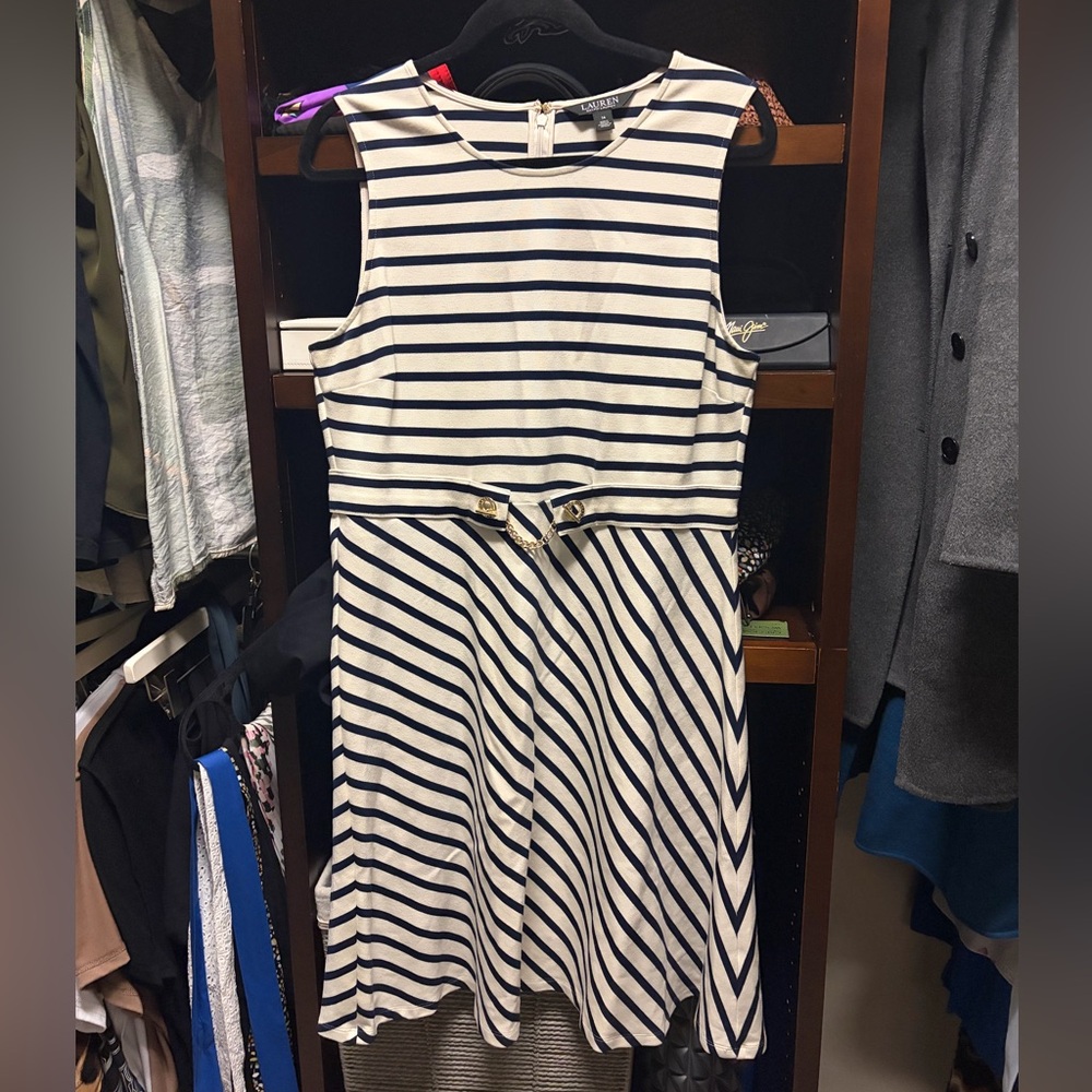 Lauren Ralph Lauren Striped Sleeveless Dress Size 14